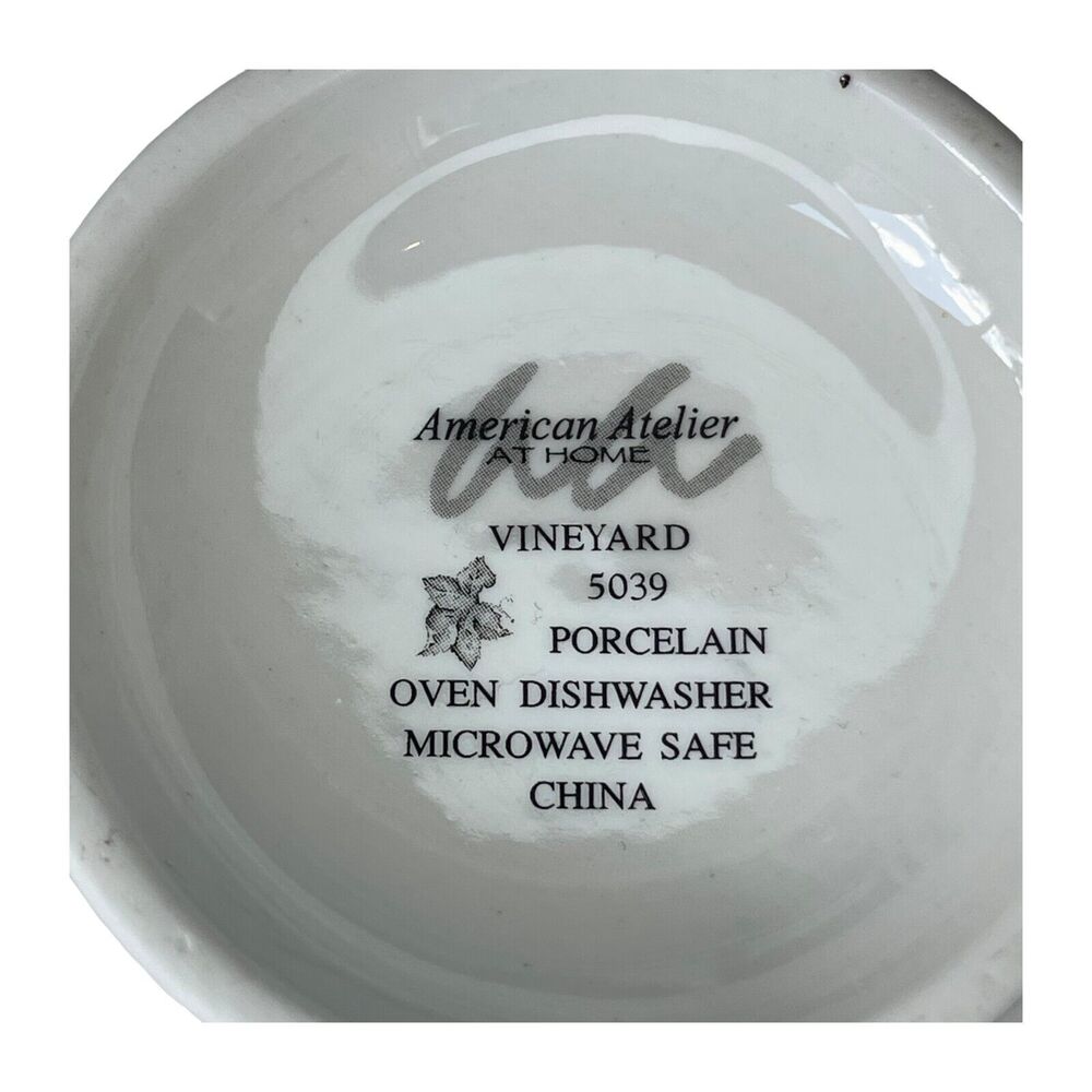 American Atelier Vineyard 5039 White Porcelain Leaves & Grapes Tableware Tea Cup - Picture 7 of 7